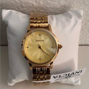 Invicta Women's Gold Watch with Sunflower Dial